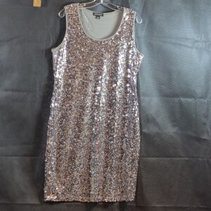 Jessica Silver Sequined Dress Sz M/10/12